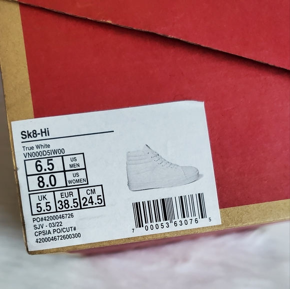 Vans Shoes SK8-Hi Women size 8,Men size 6.5 - Picture 6 of 9